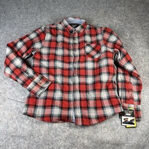 Grit Iron Workwear Fleece Lined Flannel Shirt Mens Large Button Up Jacket Plaid